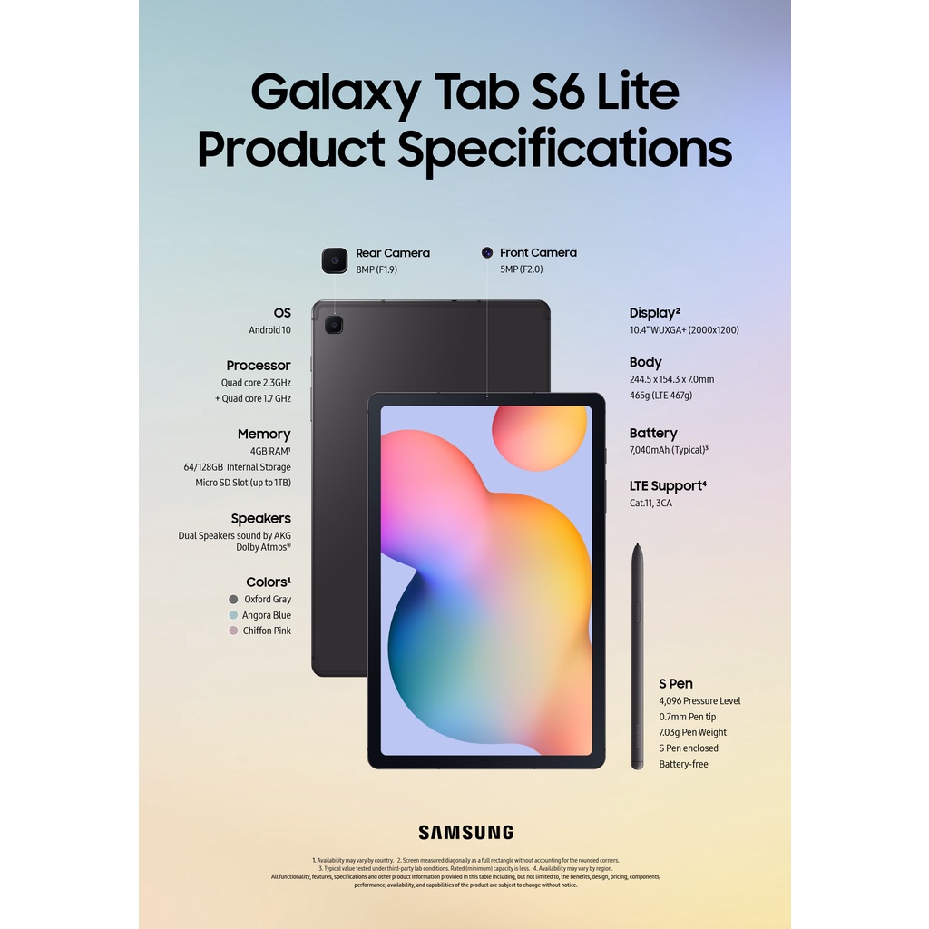 Máy Tính Bảng Samsung Galaxy Tab S6 Lite (4GB|64GB) | SM-P615 NGUYÊN SEAL - HÀNG CHÍNH HÃNG TTC MOBILE