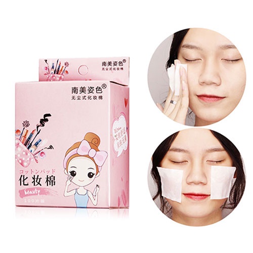 🌺Hộp 100 bông tẩy trang cotton dùng một lần tiện dụng