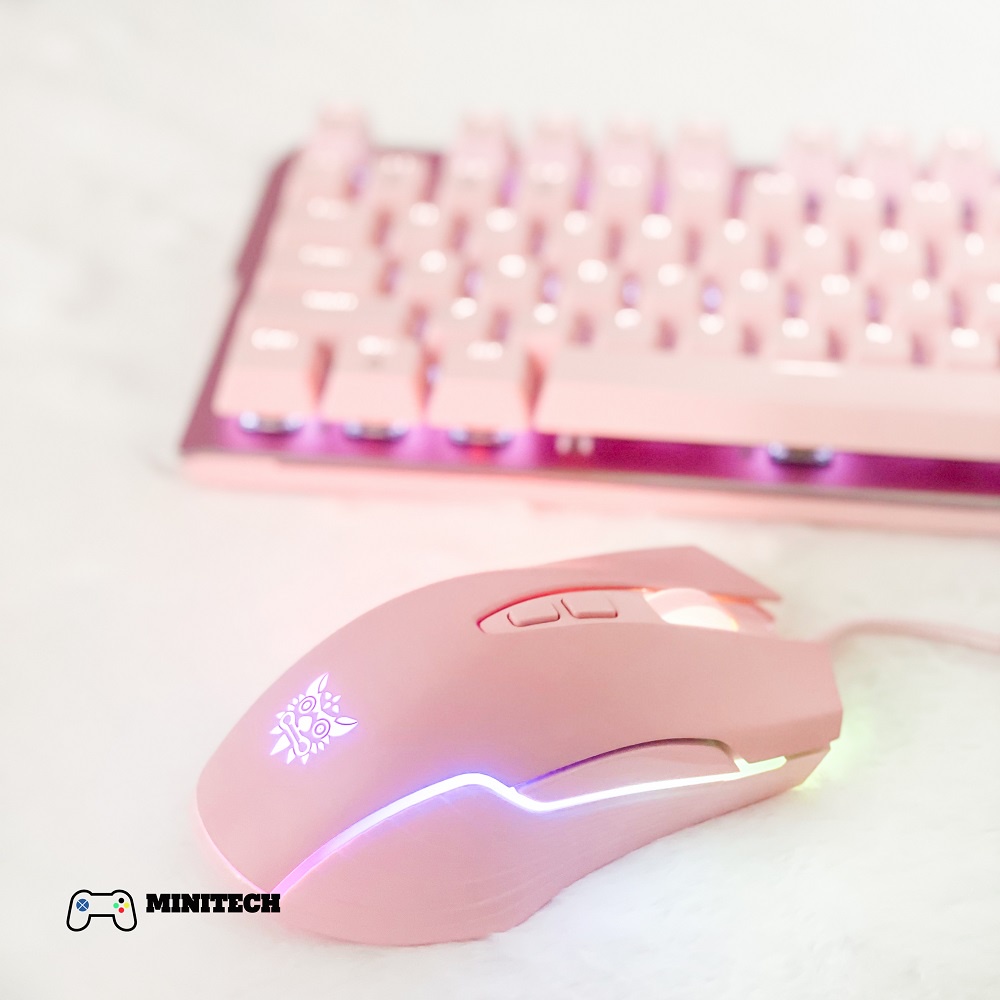 Combo Bộ Bàn Phím cơ Chuột gaming hồng - blueswitch có dây fullsize 104 phím