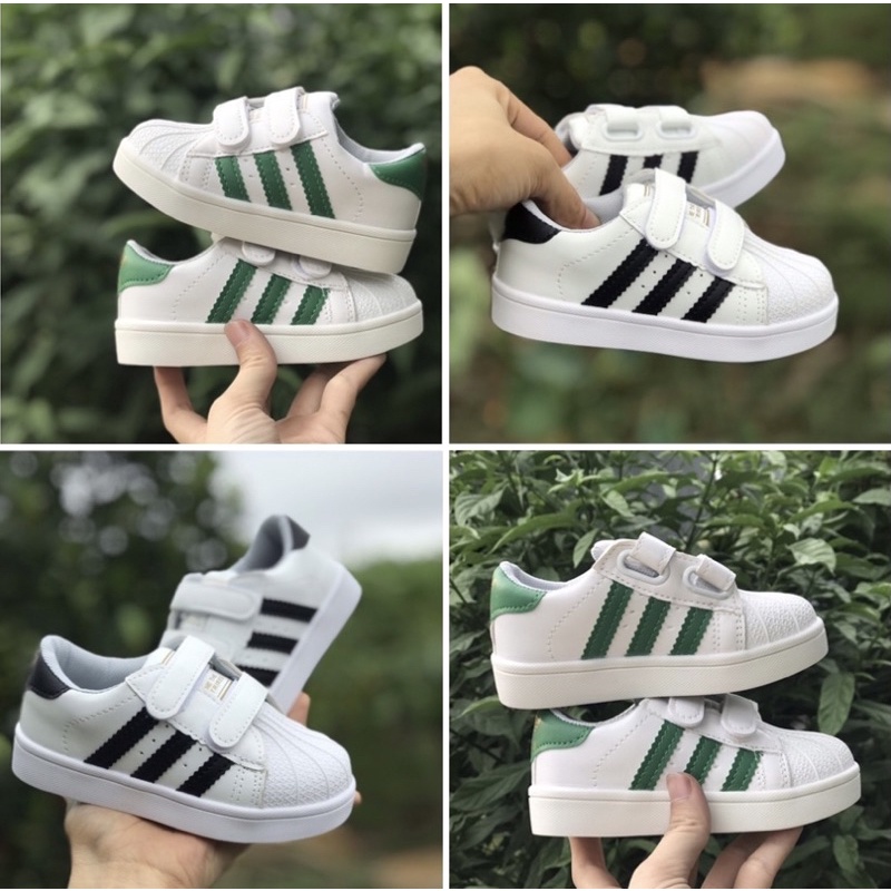 Giầy thể thao QCCC full box cho bé trai và bé gái Ba sọc Babybees 001 (sz21-sz36) bé đi êm chân có quai dán tiện lợi