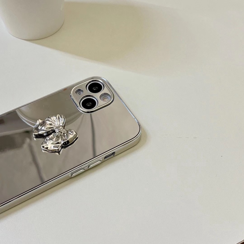 Ốp điện thoại TPU cứng đính nơ kim loại cho iPhone X XS XR XS MAX 7 Plus 8 Plus 11 11 Pro 11 Pro Max 12 13 Pro 12 Pro Max