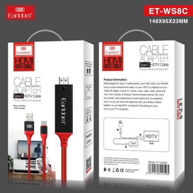 (BH Chính Hãng 99 Năm) Cáp HDMI chân Type-C Earldom WS8C