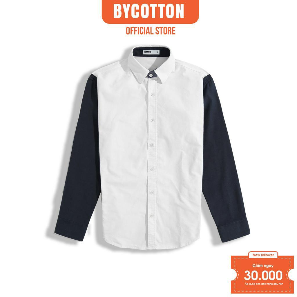 Áo Sơ Mi Nam Dài Tay BY COTTON White Mix Navy