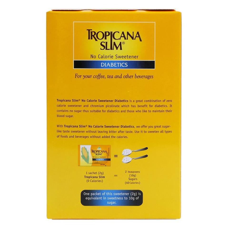 Đường bắp ăn kiêng được bổ sung thêm Chromium không calo Tropicana Slim Diabetics 100g (50 x 2g)