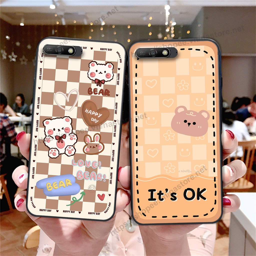 Ốp lưng Huawei Y6 Prime 2018 / Y6 Pro 2018 / Y7 Prime 2018 / Y7 Pro 2018 trái tim hình gấu cute cá tính, giá rẻ, cực bền