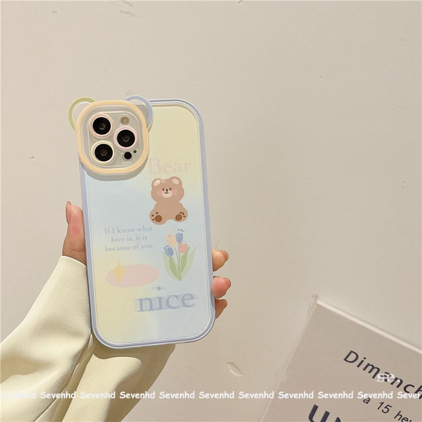 Ốp Điện Thoại Mềm Họa Tiết Tai Gấu Hoạt Hình Cho iPhone 13 12 11 Pro Max Xs Max Xr X 7 8 6 6s Plus
