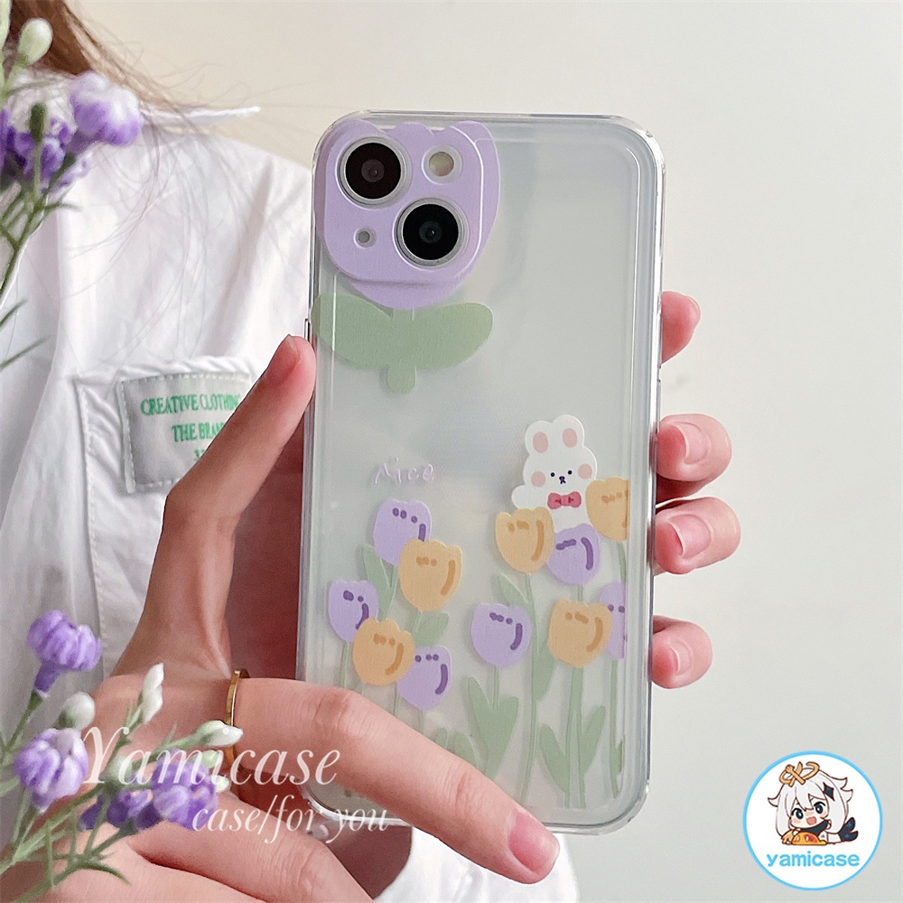 Ốp Điện Thoại TPU Mềm Trong Suốt In Hình Hoa Tulip Cho IPhone 13 12 11 Pro Max X XR 8 7 Plus