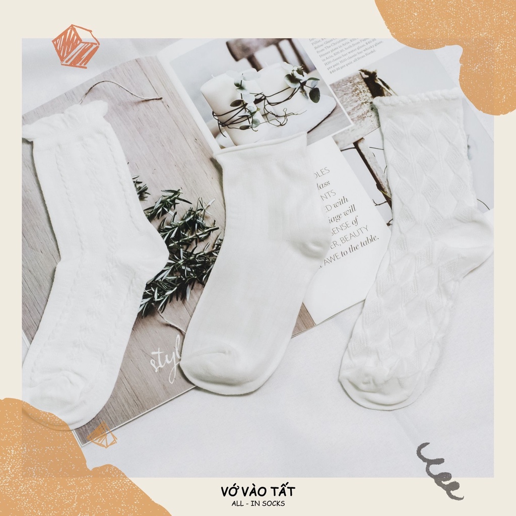 TẤT VỚ TRẮNG HOA VĂN LOLITA NỮ TÍNH