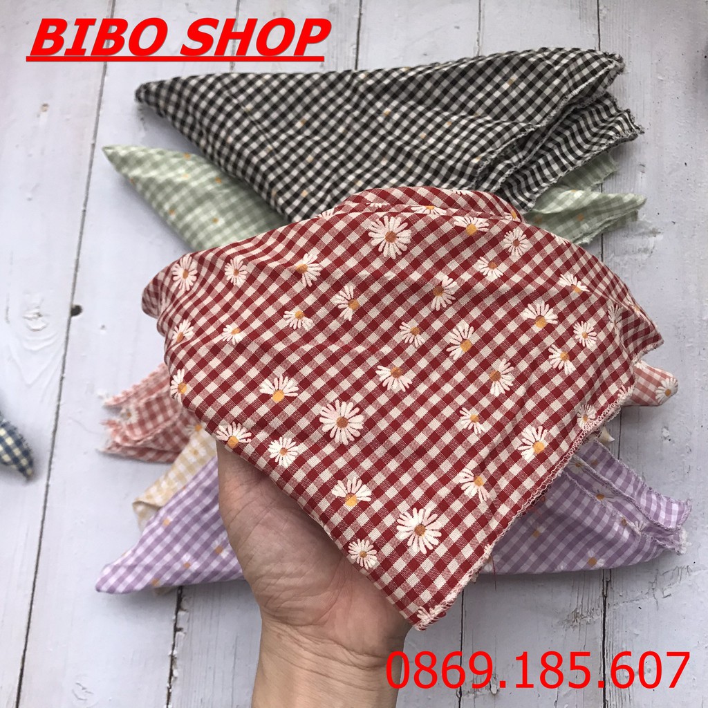 [SALE SỐC ] Khăn Turban Headband Bandana Vải Caro Hoa Cúc Thanh Lịch Thời Trang GIá Khuyến Mãi