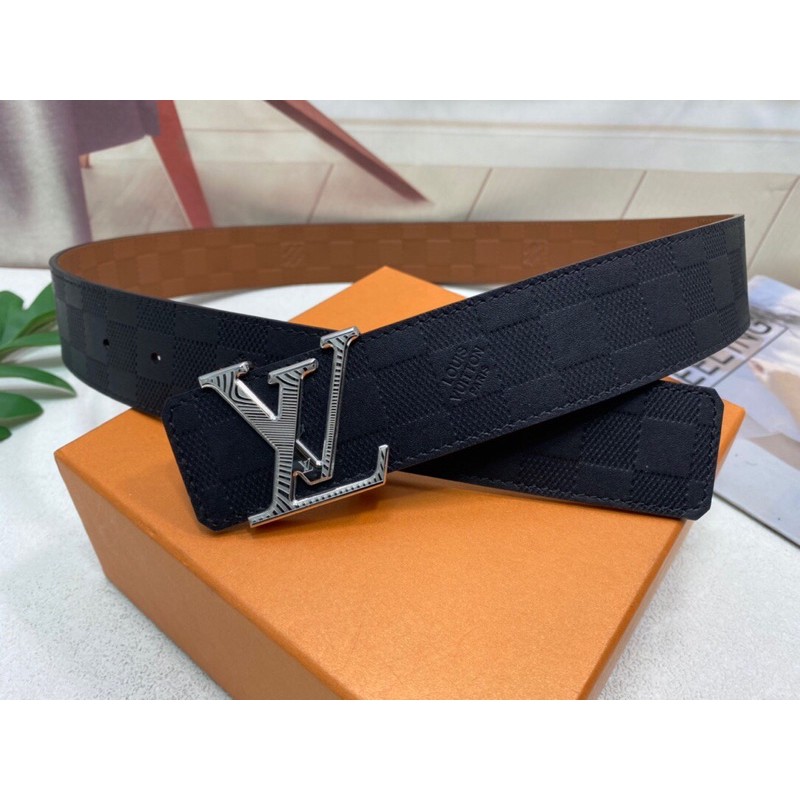 Thắt lưng nam Louis Vuitton LV da thật cao cấp kẻ caro mặt logo LV sang trọng