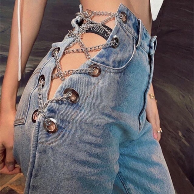 (Ảnh thật các hình cuối) Quần Jeans Dây Xích Hottrend | BigBuy360 - bigbuy360.vn