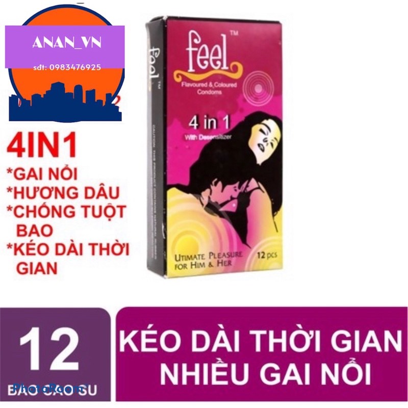 BAO CAO SU FEEL 4 IN 1 @freeship@ kéo dài thời gian quan hệ, hương dâu, gai tạo cảm xúc