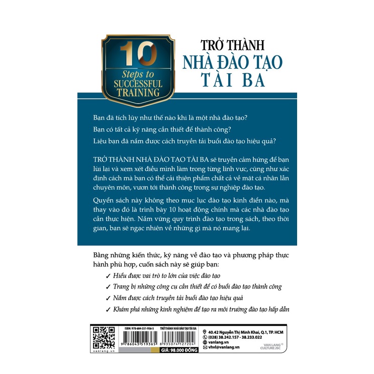 Sách Vanlangbooks - 10 Bước Thực Hành: Trở Thành Nhà Đào Tạo Tài Ba