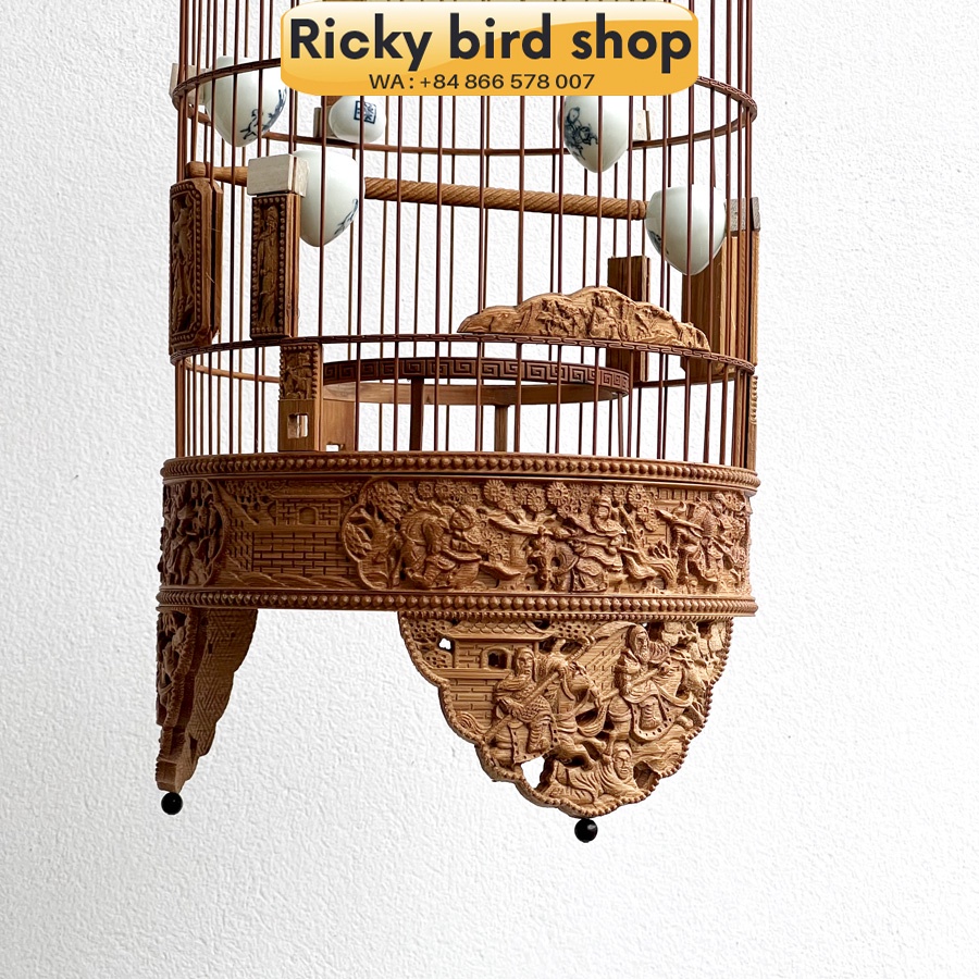 Lồng chim tre, Puteh bird cage -   Samkok design (see through legs)