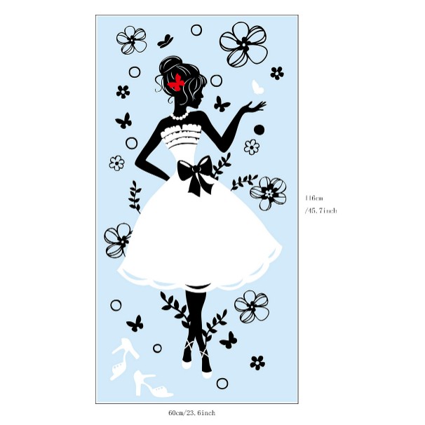 Decal Dán Kính Cao Cấp - Cô Gái Đầm Trắng ( 60x116cm )