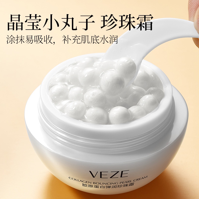 Kem collagen Hạt Ngọc Trai VEZE nâng tông màu da căng bóng dưỡng trắng da và chống lão hóa 30gr