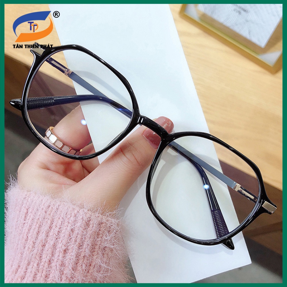 Gọng kính cận nữ, nam mắt tròn giả cận mắt nhựa/kim loại màu hồng, xanh, tím, đen 2503. Tròng chống ánh sáng xanh, UV