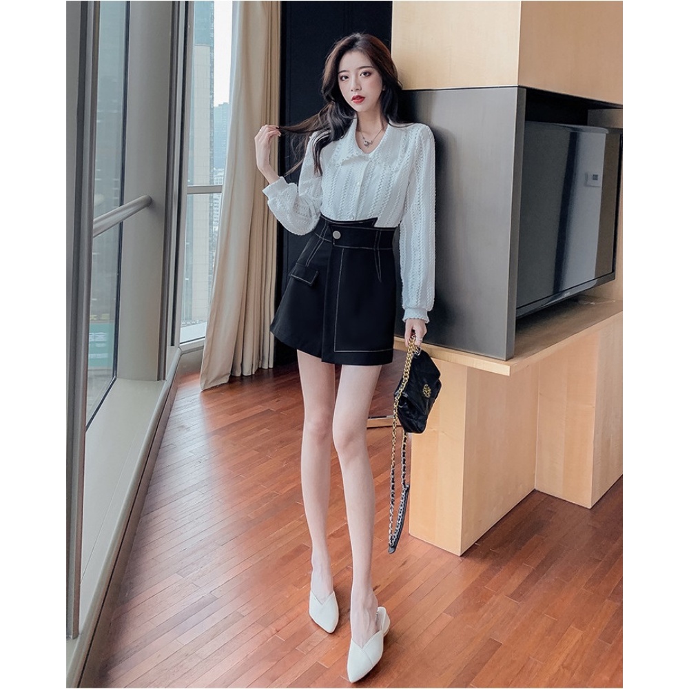 Chân váy nữ, chân váy nữ kaki dày dặn phối chỉ trắng đủ size S M L SKUCV-03B