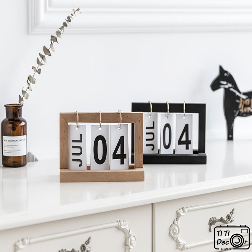 Lịch gỗ vạn niên trang trí chụp ảnh, decor nhà cửa, cửa hàng