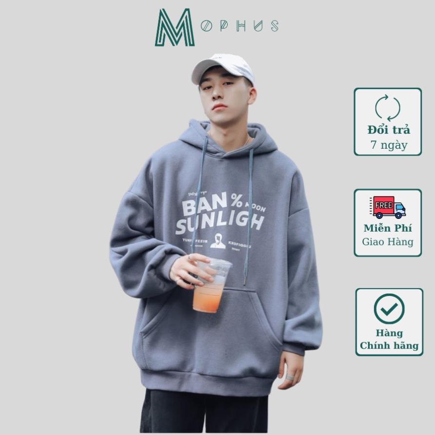 Áo hoodie nữ nam khoác nỉ form rộng kiểu sweater unisex thêu chữ Sunlight Mophus MH001 !