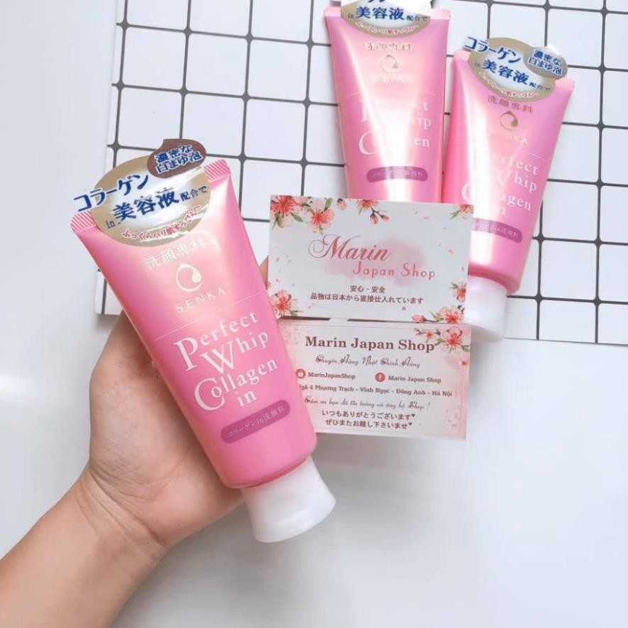 (SALE) Sữa Rửa Mặt Ẩm Mịn Và Săn Chắc Da Senka Perfect Whip Collagen chính hãng nội địa Nhật Bản