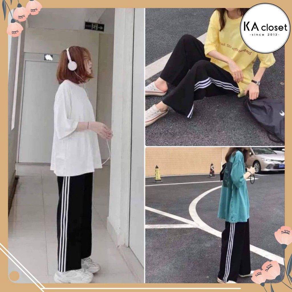🆕 Quần thể thao 3 sọc KA ❤️FREE SHIP❤️ Quần ống rộng Siêu rẻ vải sạn tàu hot