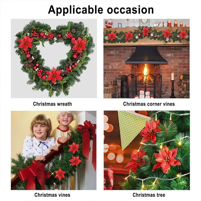 Bộ 5 Bông Hoa Nhân Tạo 3 Lớp Dùng Trang Trí Cây Thông Giáng Sinh Năm Mới