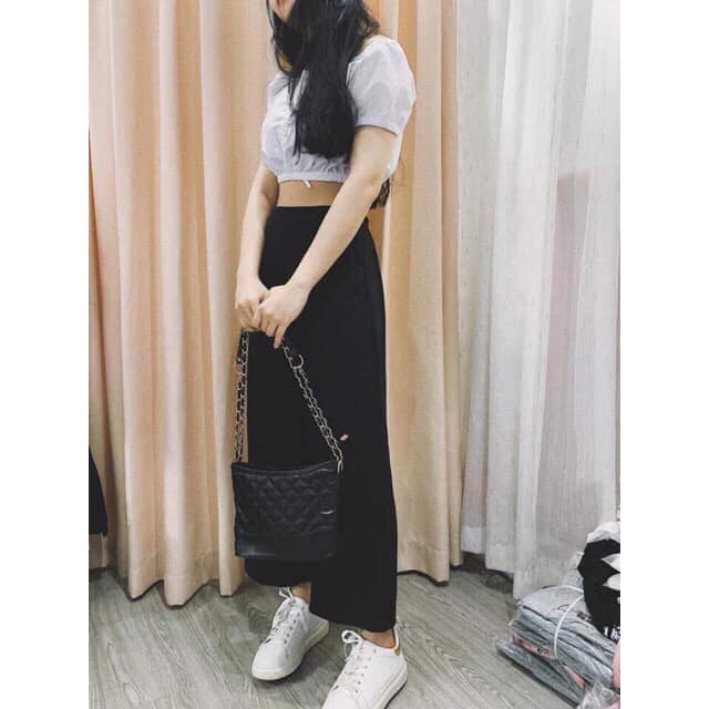 Quần Cul Dáng Dài Màu Đen Thiết Kế Khóa Hông Nữ - Rere.Store [FREESHIP] - Culottes suông ống rộng cạp cao công sở | BigBuy360 - bigbuy360.vn