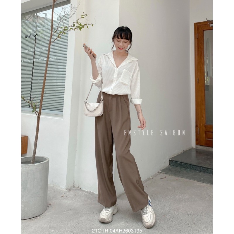 Sơ mi tay dài 1 túi trước vạt bầu  Ulzzang thời trang nữ Fmstyle Saigon 21SU04N162702