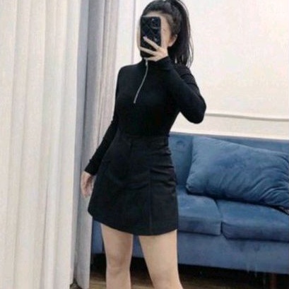 Chân váy chữ A tuyết mưa  xếp ly 2 bên lưng cao