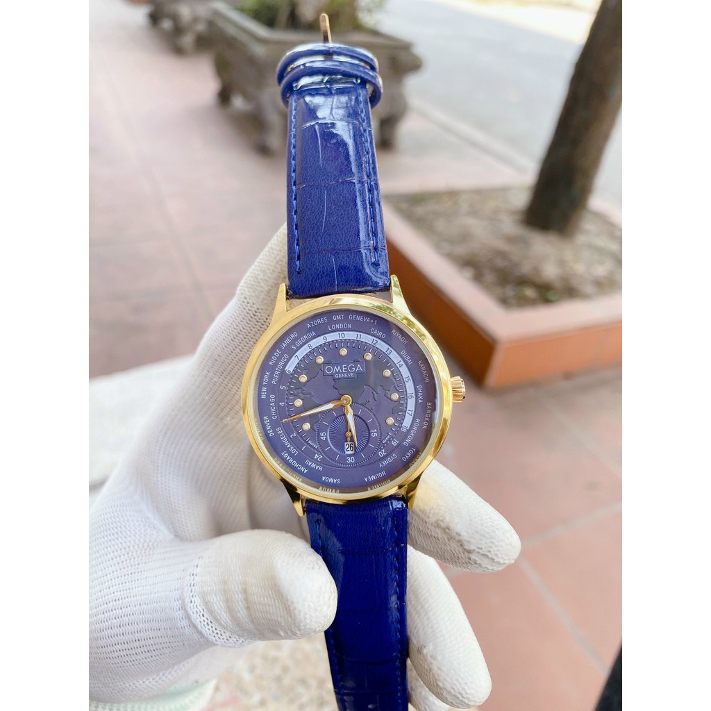 ĐỒNG HỒ OMEGA Star World DÂY DA MÀU XANH CHẠY PIN CHO NAM KIỂU DÁNG ĐỘC LẠ - SIZE 40MM | BigBuy360 - bigbuy360.vn