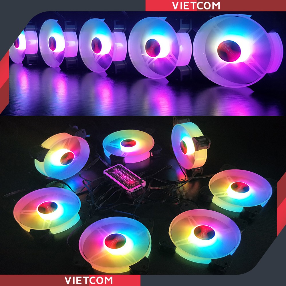 Fan Led RGB Coolmoon Y1 + Bộ Hub Coolmoon và điều khiển - Led RGB 16 Triệu Màu, 366 Hiệu Ứng