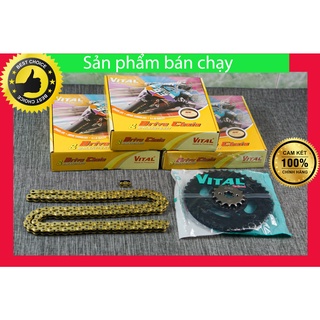Nhông sên dĩa vital lắp xe gsx s150, gsx r150, bandit 150 - xích vàng 9 ly, nhông dĩa đen hiệu vital- nsd chính hãng