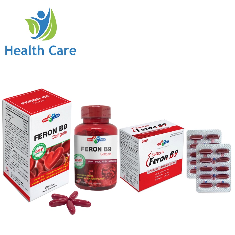 [HCM]Viên bổ sung sắt Feron B9 Mediphar Usa Lọ 120 viên nang mềm (Bổ sung sắt và các vitamin tạo máu)