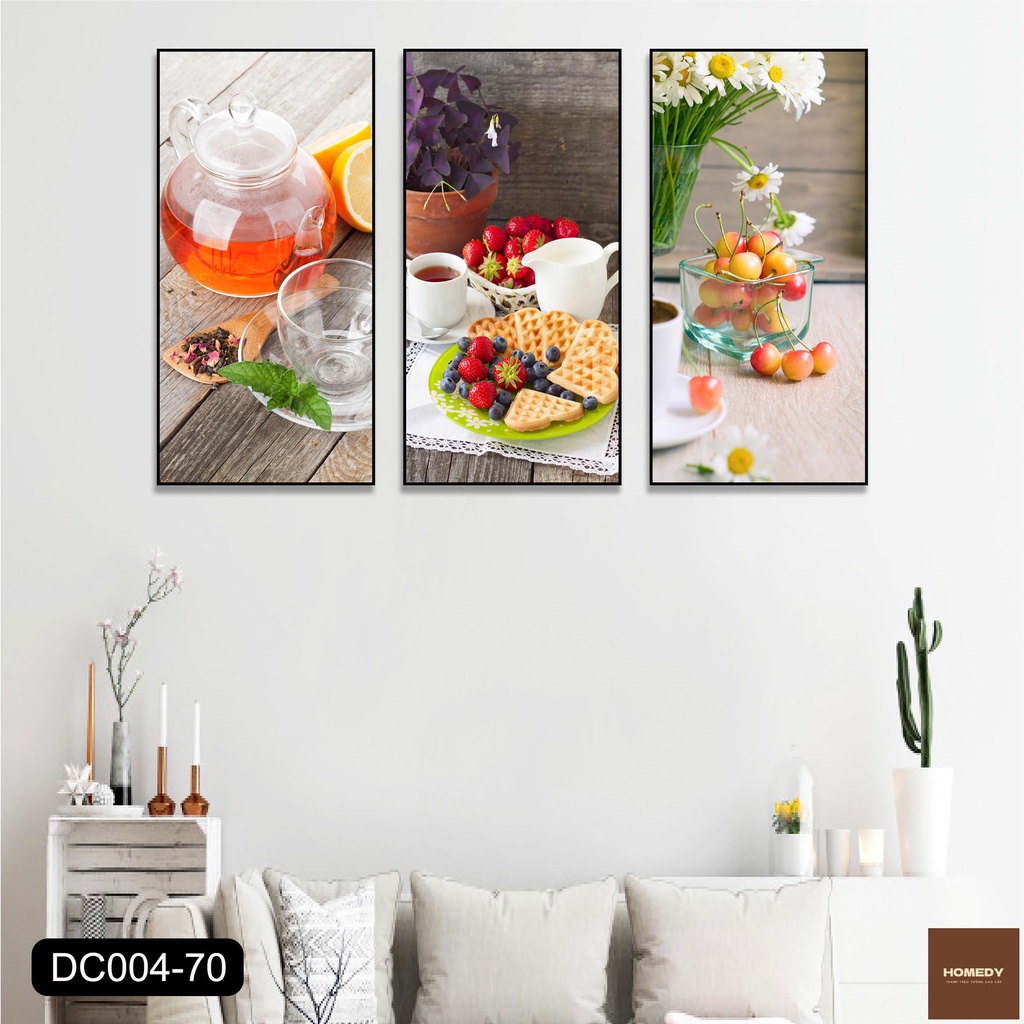 Bộ 3 tranh treo tường canvas phòng khách, phòng bếp hiện đại, trẻ trung - DC004 - 70
