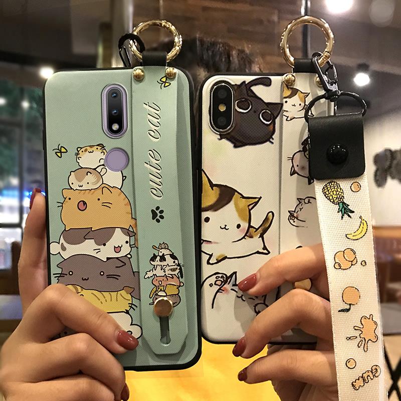 Ốp điện thoại TPU có dây đeo tay giá đỡ dễ thương chống nước cho Nokia 2.4