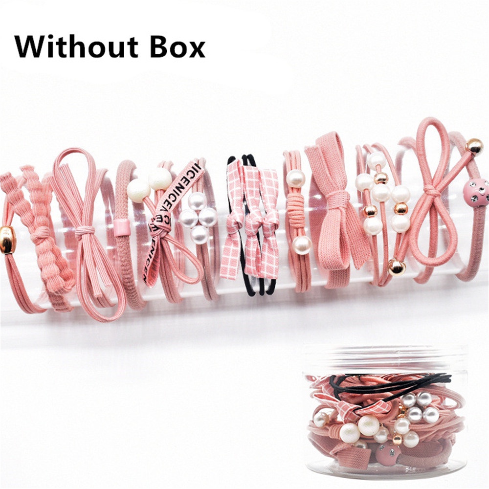 Set 12 Dây Cột Tóc Co Giãn Đính Nơ Và Ngọc Trai Thanh Lịch Cho Nữ