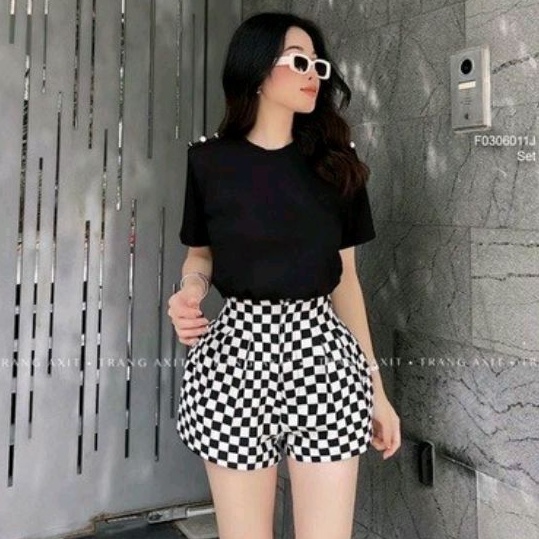 Quần shorts ống rộng Caro CAO CẤP ( HÌNH THẬT 100%)