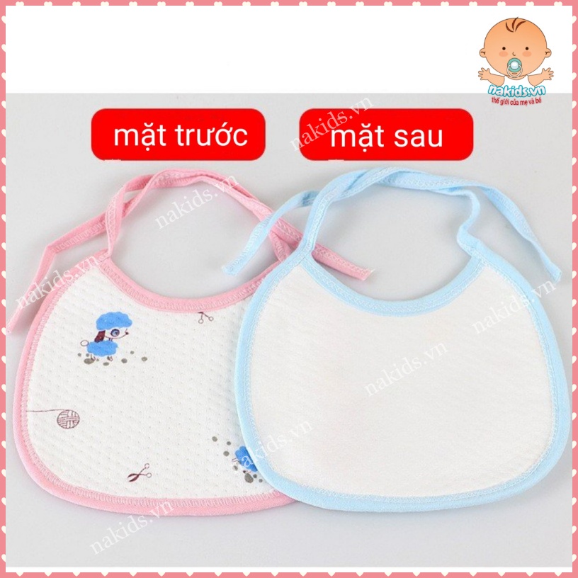 Yếm Sơ Sinh, Yếm Ăn Dặm - Yếm Tròn 100% CottonTrần Bông 3 Lớp Buộc Dây Cho Bé 0-3 Tháng