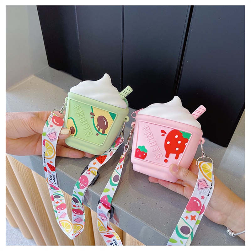 Túi Đeo Chéo Hình Cây Kem Bằng Silicon Dễ Thương Phong Cách Hàn Quốc Cho Bé Gái