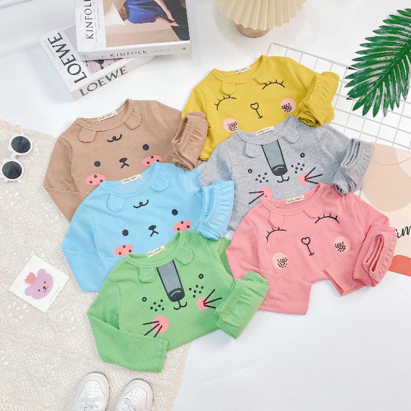 Bộ thu đông dài tay cho bé trai/bé gái chất thun gân mềm mại