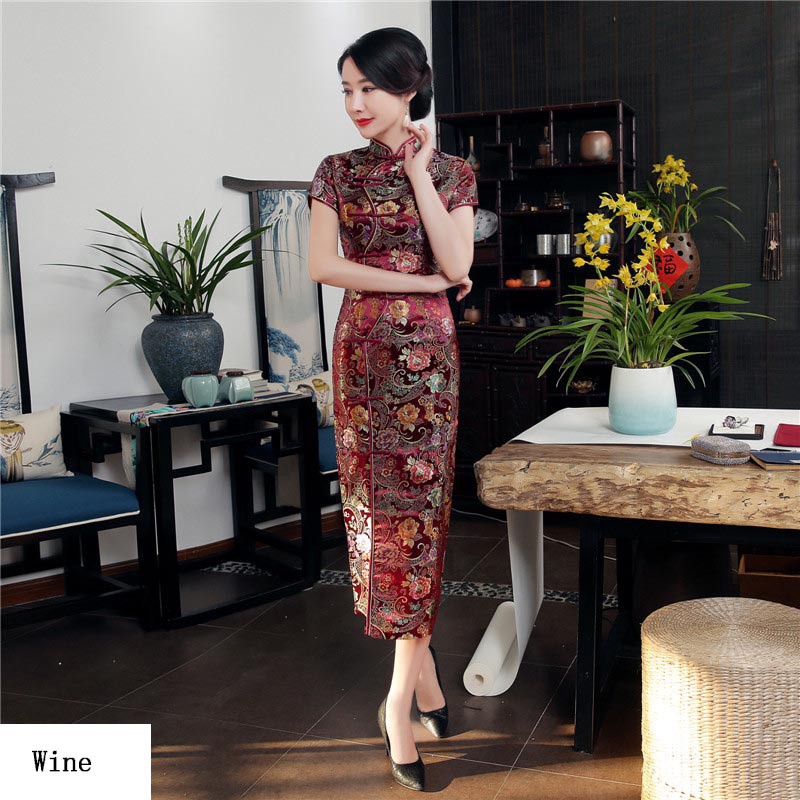 Plus Size Women Ladies Long Dresses Qipao Fashion Women Dress Chinese National Cheongsam Vintage