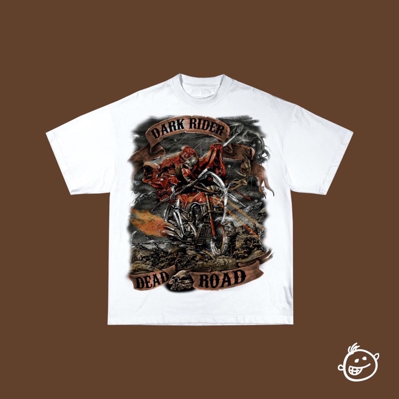 BLANK | Áo Thun DARK RIDERS Tay Lỡ Unisex - Đen/Trắng Cổ Tròn