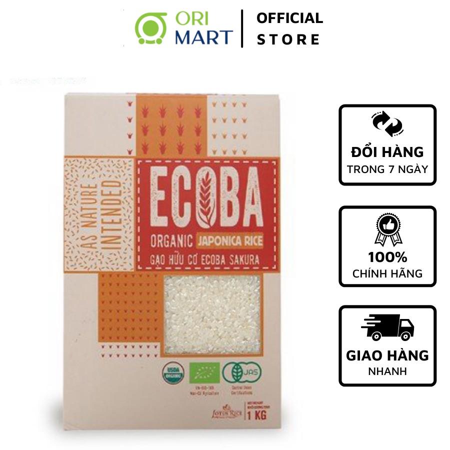 Gạo Hữu Cơ Ecoba Sakura - Ecoba Organic Japonica Rice 1kg