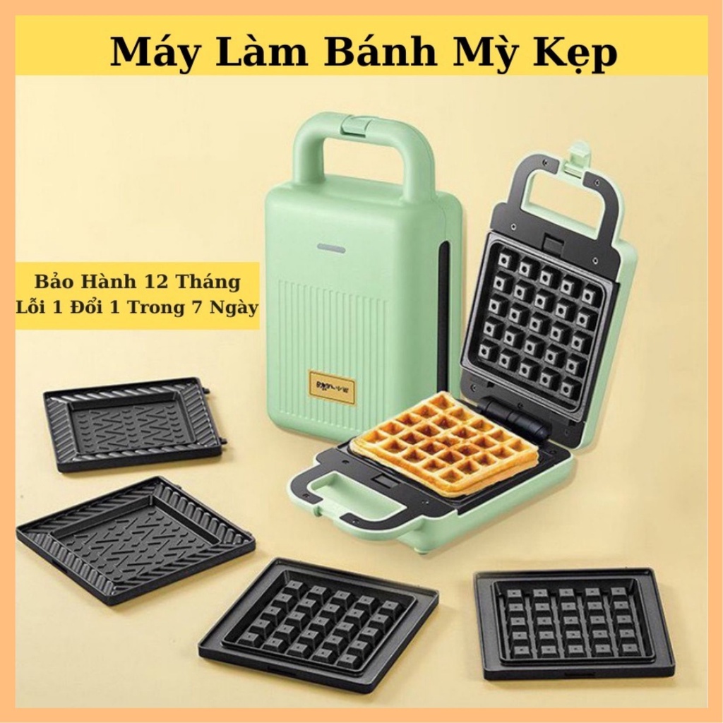 [BH 12 Tháng] Máy Nướng Bánh Mì Kẹp Nướng Bánh Sandwich Làm Bánh Waffle, Rán Trứng Xúc Xích Bear DBC-P06N2