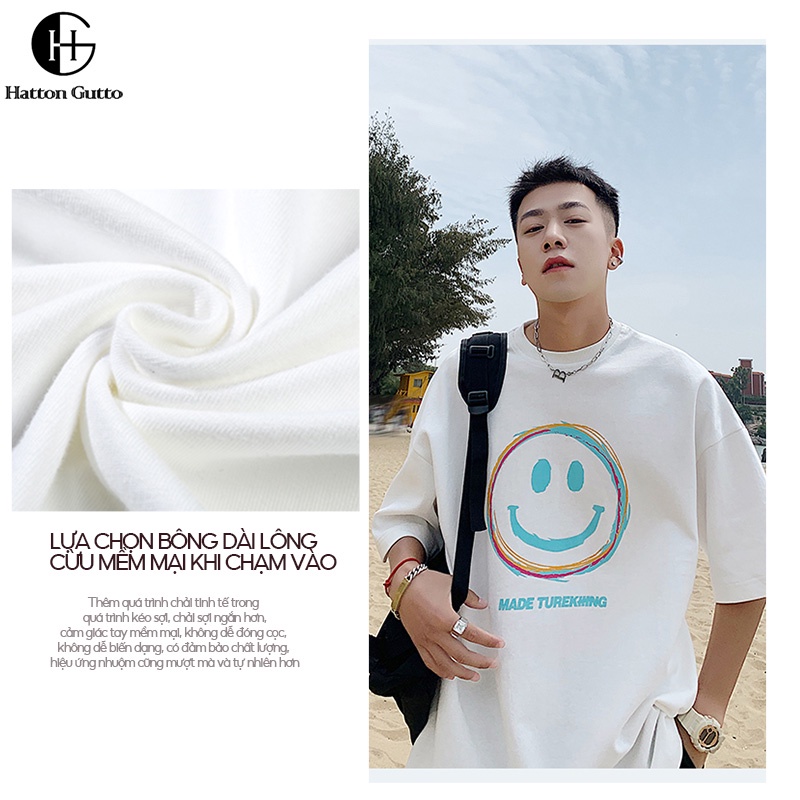 Áo thun HATTON GUTTO thiết kế tay ngắn cổ tròn cỡ lớn thời trang unisex