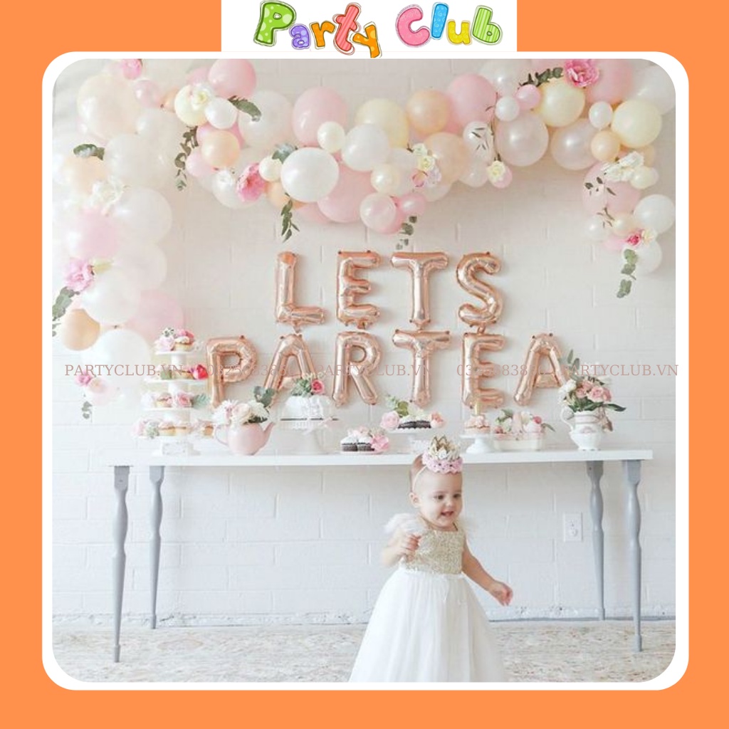 Bóng bóng chữ cái ghép tên màu vàng hồng size 40cm trang trí tiệc sinh nhật, cưới hỏi