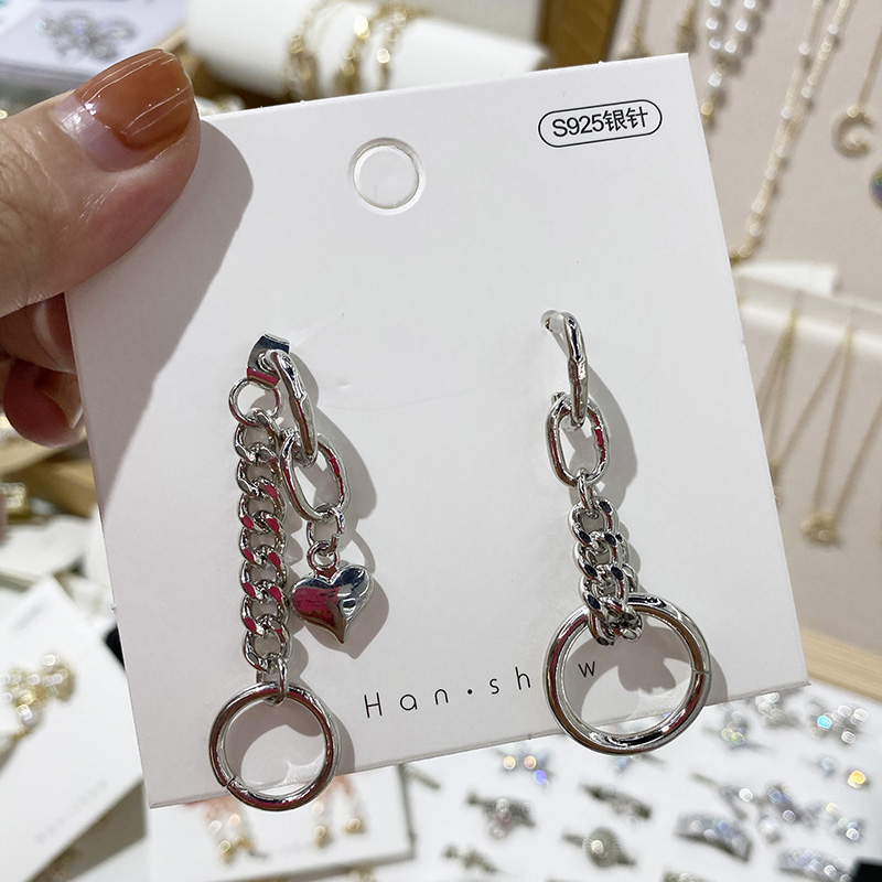 Bông Tai Hình Trái Tim Màu Bạc Phong Cách Nhật Hàn 22717 Thời Trang Cho Nữ