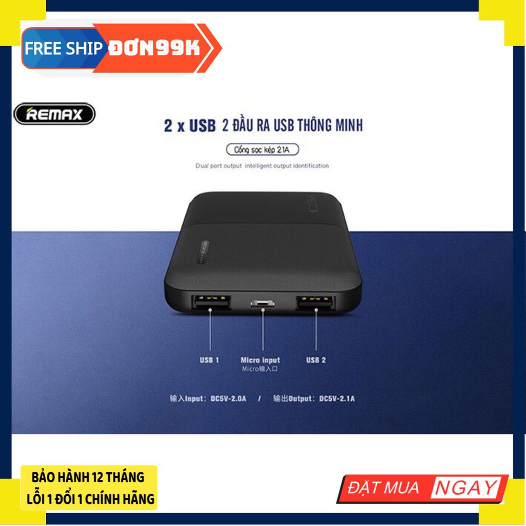 Pin sạc dự phòng 5000mAh Linon 2 -Remax RPP-123 -Bảo hành 12 tháng Giá rẻ nhất shopee