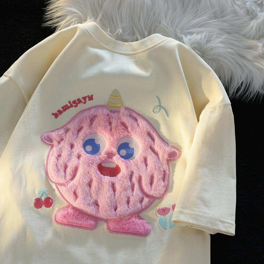HIIXIIVI Áo Thun 100% cotton Tay Ngắn Cổ Tròn Thời Trang Mùa Hè Phong Cách Hàn Quốc Cho Nữ